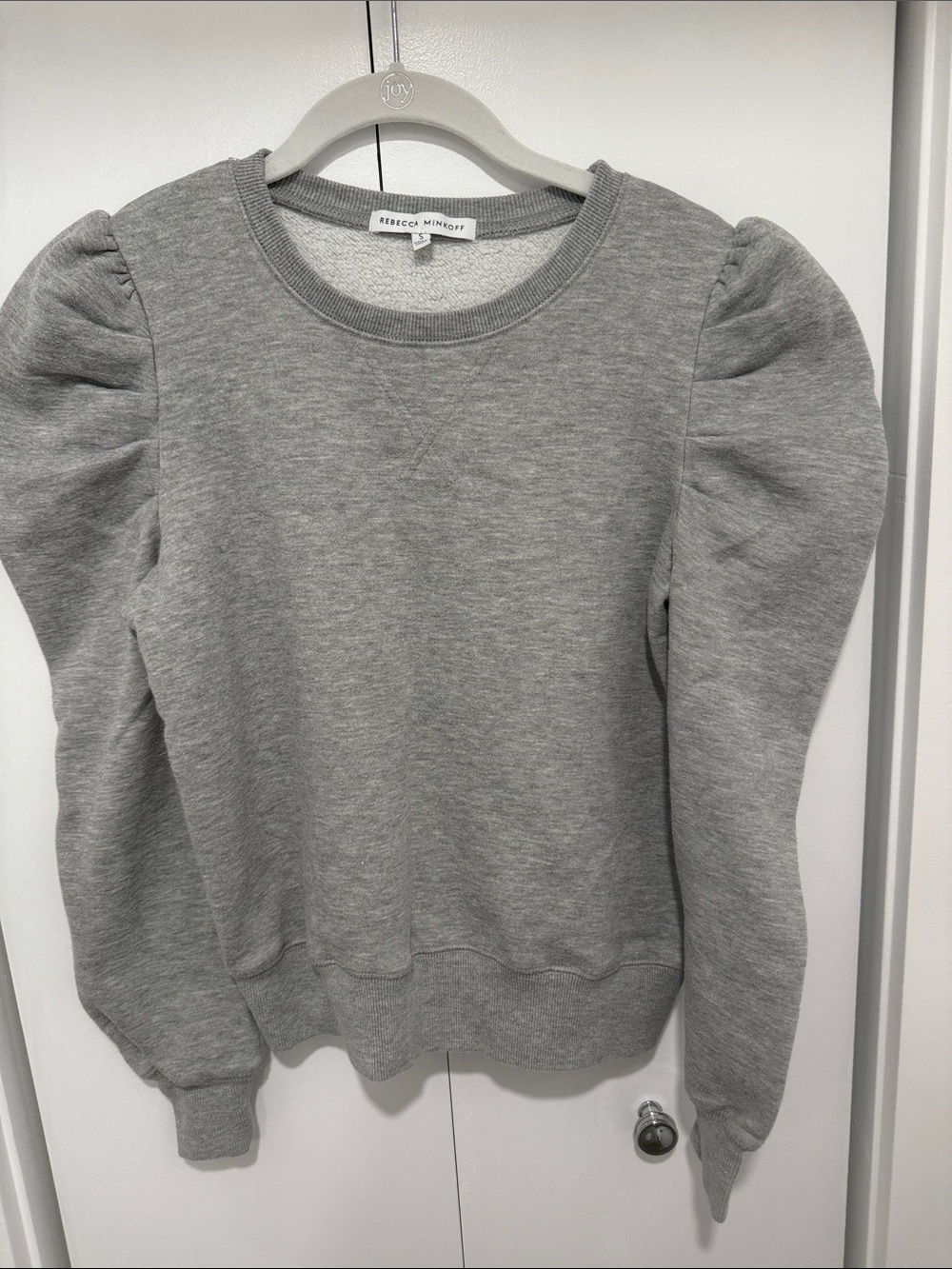 Rebecca Minkoff Gray Puff Sleeve Crew Sweatshirt